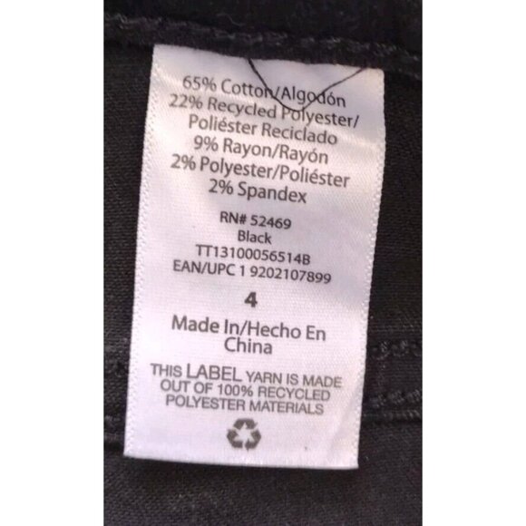 Time And Tru Jeans 4 High Rise Distressed Cropped Stretch Black Raw Cuff - Picture 4 of 10